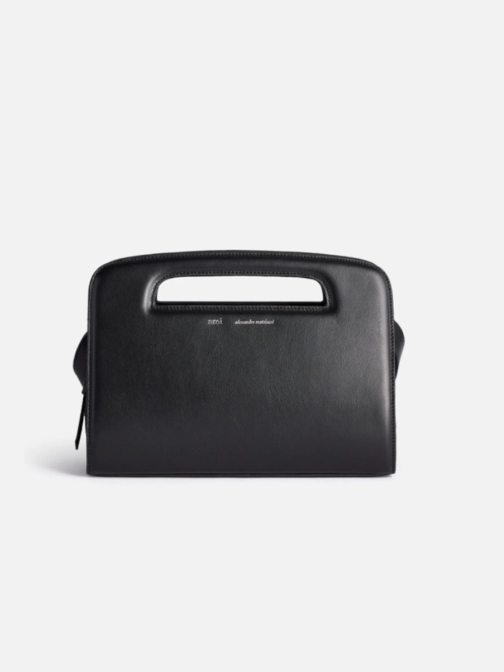 Ami Alexandre Mattiussi Black Accordeon Clutch Leather Bag